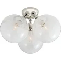 Flush Mount Light with 3 Globes - Nickel