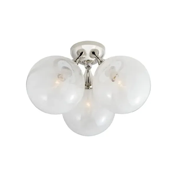 Flush Mount Light with 3 Globes - Nickel