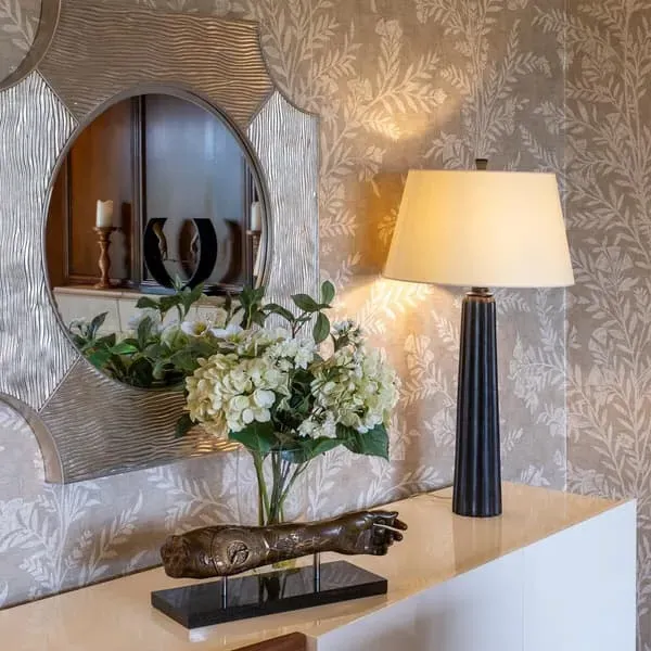 Fluted Table Lamp - Aged Iron, Paper Shade