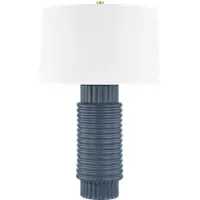 Fluted Table Lamp with Brass Base - Blue, Ceramic