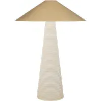 Fluted Table Lamp with Conical Shade - White