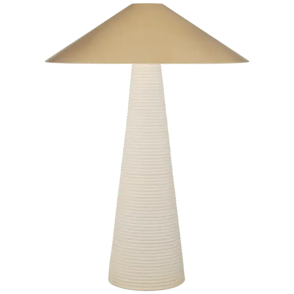 Fluted Table Lamp with Conical Shade - White image