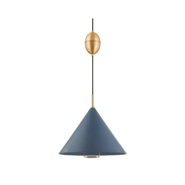 Fontana Pendant Light - Slate Blue, Patina Brass image