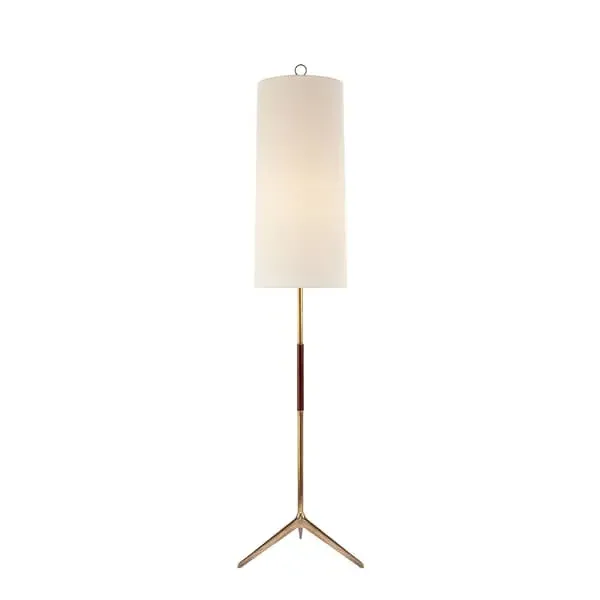 Frankfort Floor Lamp - Brass, Mahogany