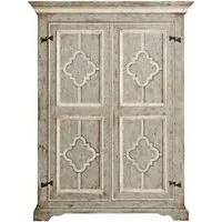French-Style Armoire with Quatrefoil Detail - Grey, Wood