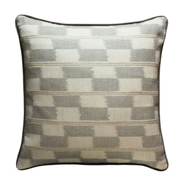 Geometric Cushion with Piping - Sand, Cotton Blend