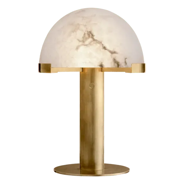 Geometric Desk Lamp with Alabaster - Brass, Metal image