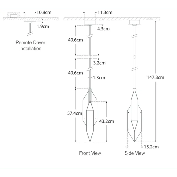 Geometric Pendant Light Natural Stone - Bronze, Alabaster