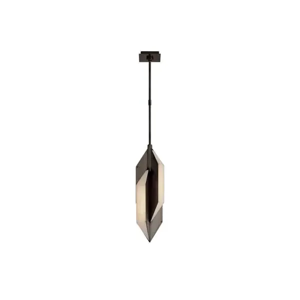 Geometric Pendant Light Natural Stone - Bronze, Alabaster