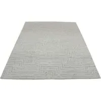 Geometric Rug Medium Pile - Ivory, Wool
