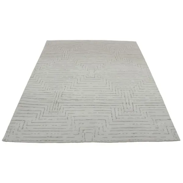 Geometric Rug Medium Pile - Ivory, Wool