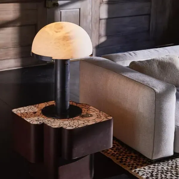 Geometric Table Lamp - Bronze, Alabaster