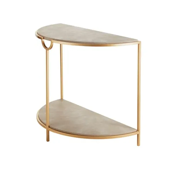 Half Moon Console Table - Cream, Faux Shagreen