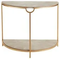 Half Moon Console Table - Cream, Faux Shagreen