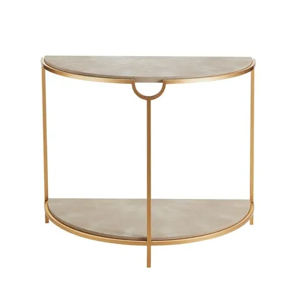 Half Moon Console Table - Cream, Faux Shagreen image