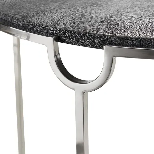 Half Moon Console Table - Grey, Faux Shagreen