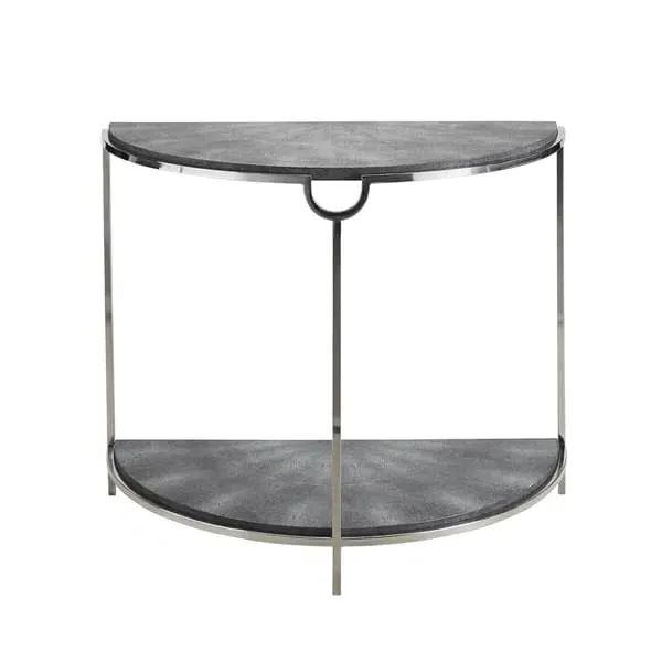 Half Moon Console Table - Grey, Faux Shagreen