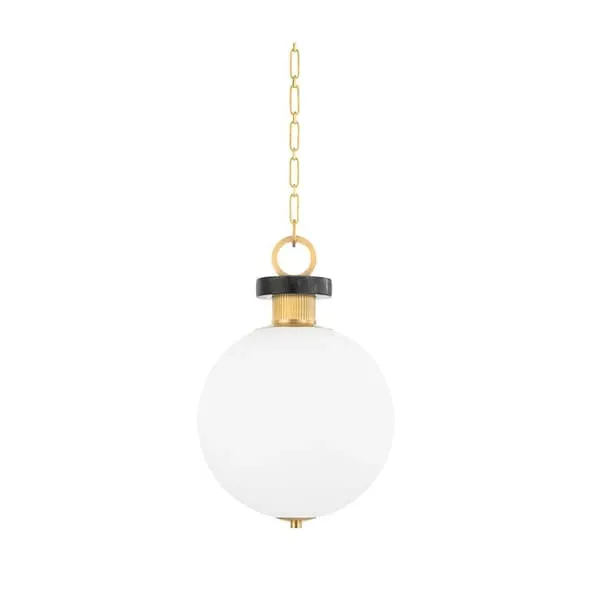 Haru Pendant Light with Marble Detail - Brass, Metal image