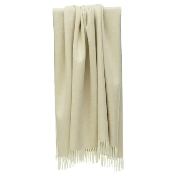 Herringbone Throw - Cream, Pure Wool