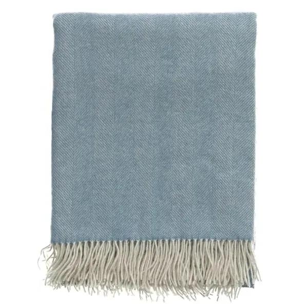 Herringbone Throw - Duck Egg, Pure Wool image