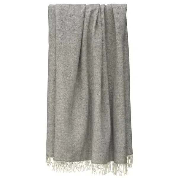 Herringbone Throw - Midgrey, Pure Wool