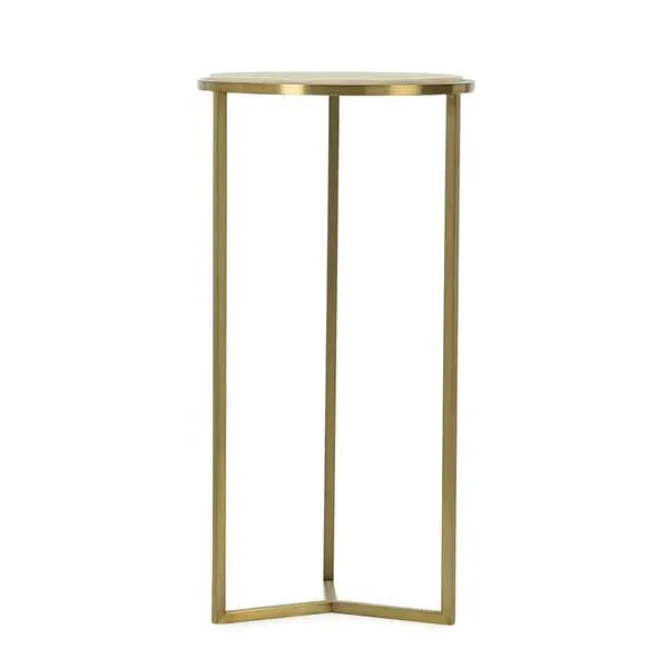 Holly Side Table with Steel Base - Cream, Faux Shagreen