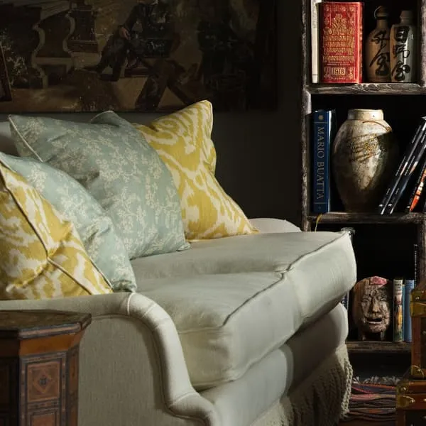 Ikat Cushion with Feather Fill - Barley, Cotton