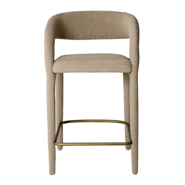 Knox Bar Stool with Footrest - Bronze, Boucle