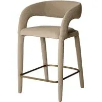 Knox Bar Stool with Footrest - Bronze, Boucle