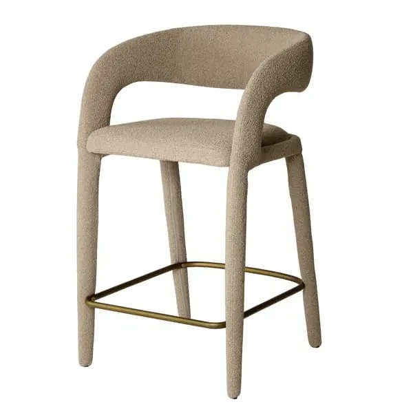 Knox Bar Stool with Footrest - Bronze, Boucle