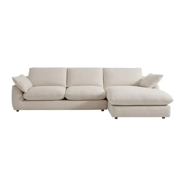 L-Shaped Chaise Sofa Left Hand - Light Neutral, Linen