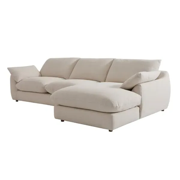 L-Shaped Chaise Sofa Left Hand - Light Neutral, Linen image