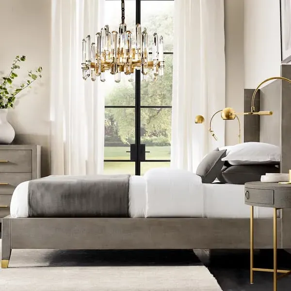 Large 2-Tier Crystal Chandelier - Brass, Crystal