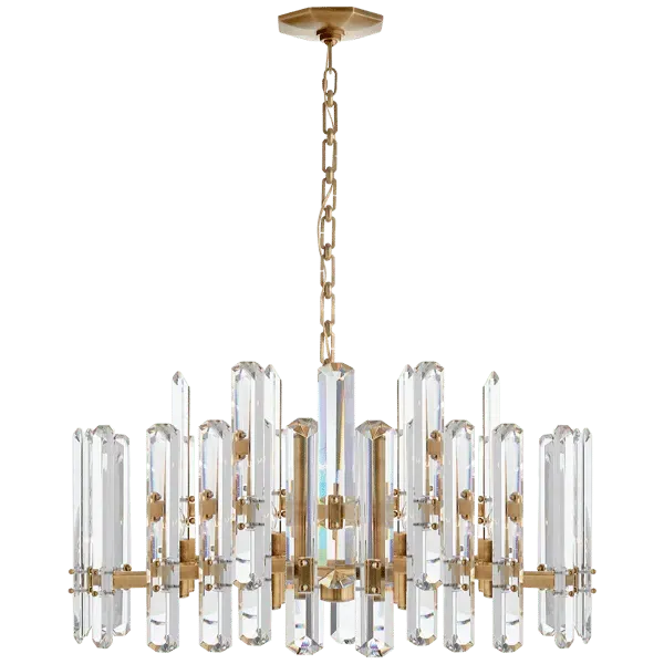 Large 2-Tier Crystal Chandelier - Brass, Crystal