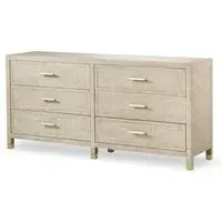 Large 6-Drawer Chest with Brass Handles - Natural, Ash Wood