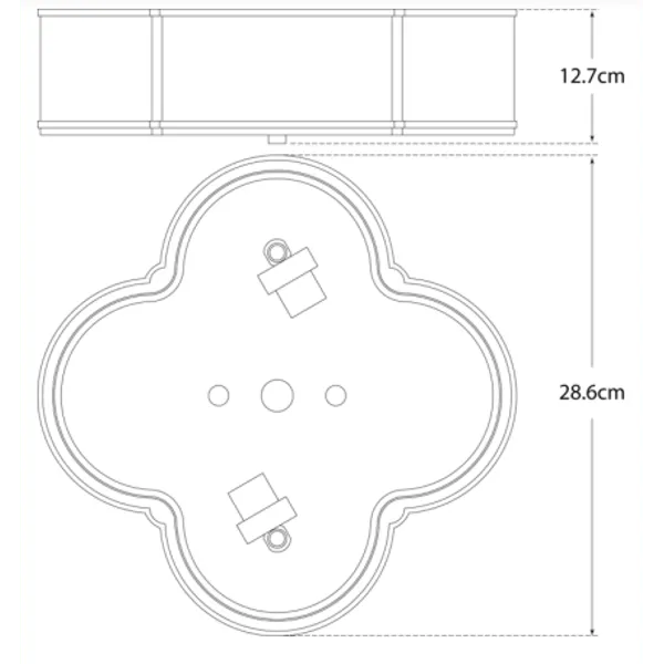 Large Ceiling Light Clover Shape - Gunmetal, Glass