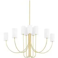Large Chandelier with Conical Shades - Brass, Metal