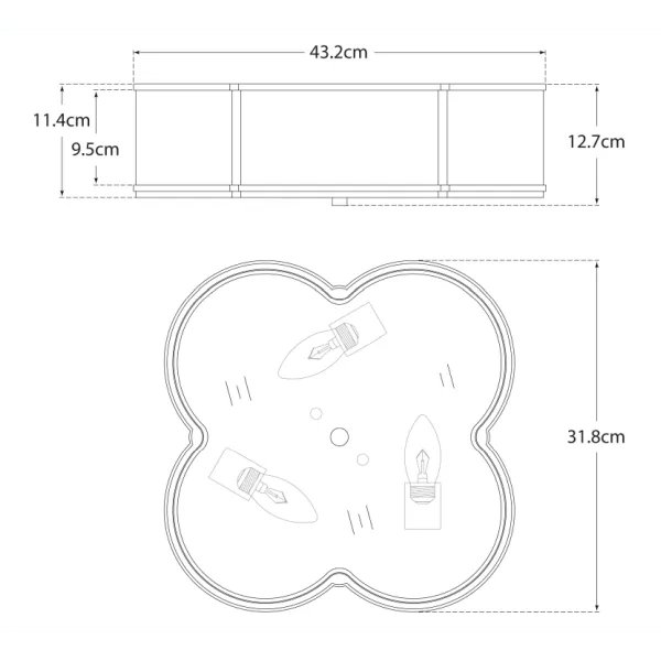 Large Clover Ceiling Light - Gunmetal, Glass