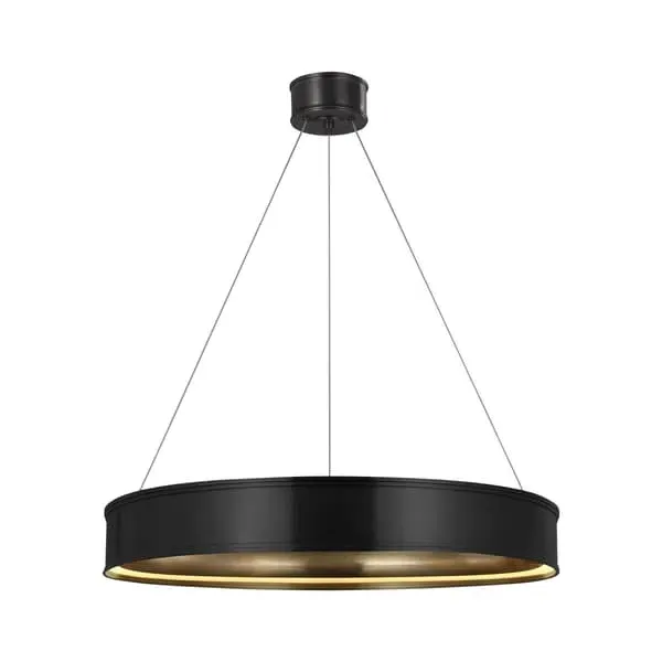 Large Cylindrical Chandelier - Bronze, Metal