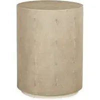 Large Cylindrical Side Table - Ivory, Faux Shagreen