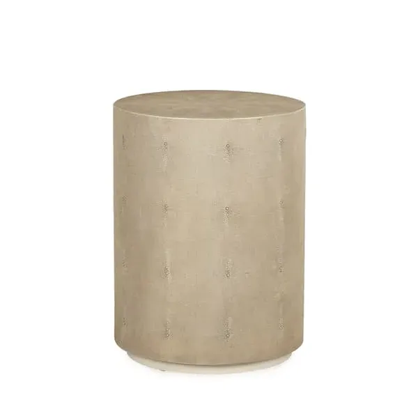 Large Cylindrical Side Table - Ivory, Faux Shagreen image