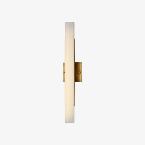 Large Cylindrical Wall Light - Brass, White Glass image