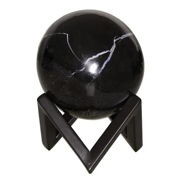 Large Decorative Sphere on Stand - Natural, Petrified Wood