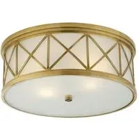 Large Flush Ceiling Light - Antique Brass