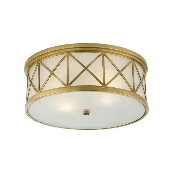 Large Flush Ceiling Light - Antique Brass image