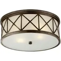 Large Flush Ceiling Light - Bronze, Glass