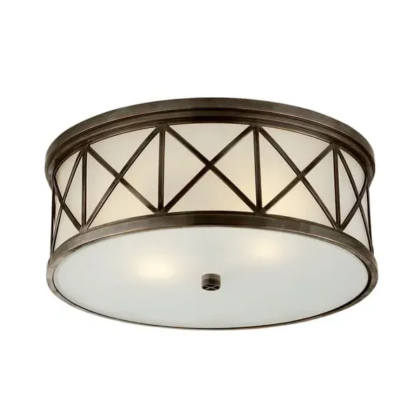 Large Flush Ceiling Light - Bronze, Glass