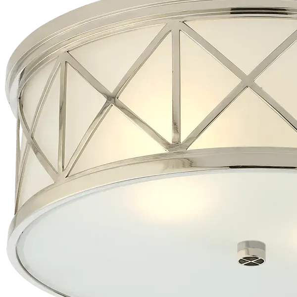 Large Flush Ceiling Light - Polished Nickel
