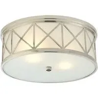 Large Flush Ceiling Light - Polished Nickel
