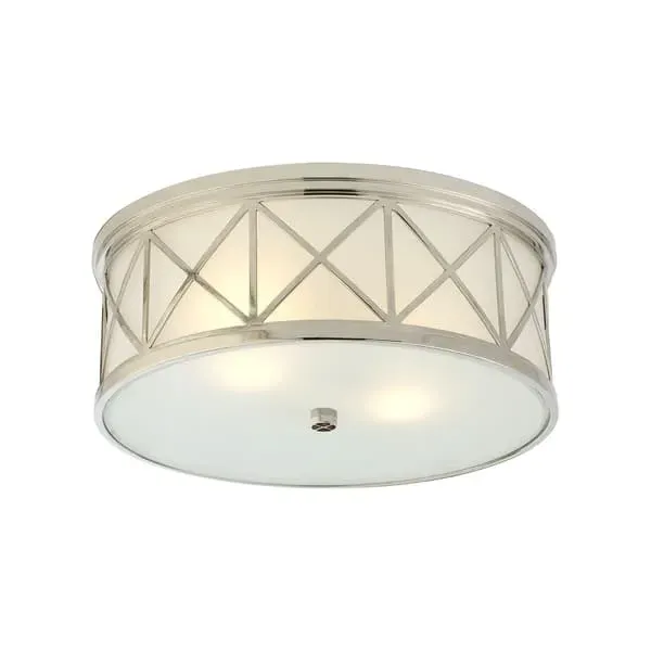 Large Flush Ceiling Light - Polished Nickel